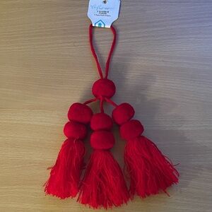 NWT Red Tassel Pom Pom Bag Charm